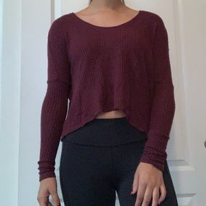 Ribbed Burgundy Cropped Sweater